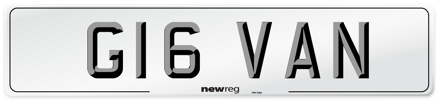 G16 VAN Number Plate from New Reg